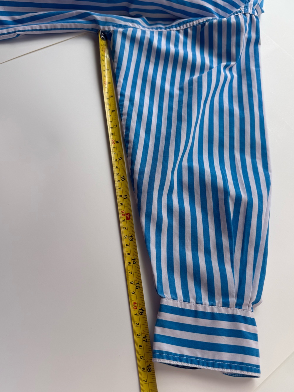 Vintage 90s Liz Thomas White & blue Striped Button Down Shirt with embroidery M - Picture 9 of 13